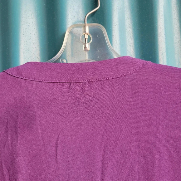 Shein Classi Purple Shirt V-neck Blouson Solid Top Long Sleeves  XL - Picture 6 of 10